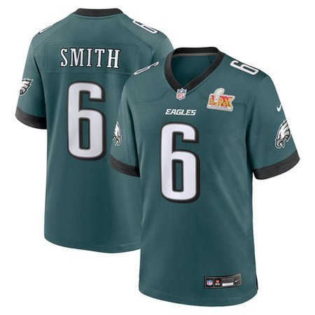 Men's Philadelphia Eagles #6 DeVonta Smith Midnight Green Super Bowl LIX Game Player Jersey